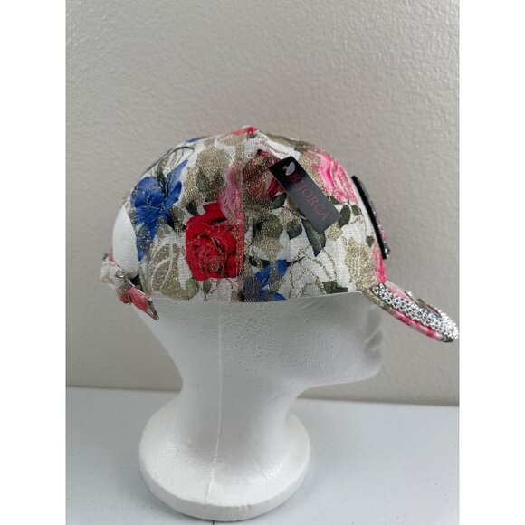 Embellished "DIVA" Floral Baseball Cap With Rhinestones - Picture 6 of 8